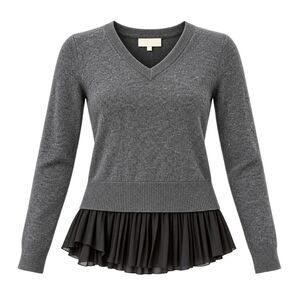 Brochu Walker Layered Plissé Looker Sweater Gray